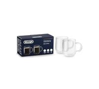 De'Longhi DLSC327 Tazze da Caffè in Vetro Termico a doppia parete, Collezione Hot&Cold, Set da 2 Pezzi, Capacità 500ml