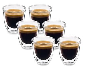 Delonghi Essential set 6x tazze caffè espresso 90ml vetro termiche doppia paret