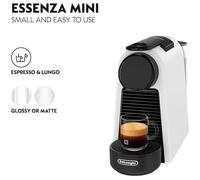 De'Longhi Nespresso Essenza Mini - Macchina da Caffè, Sistema a capsule Nespresso, Set di Benvenuto Incluso, Design Compatto, 1 tazza, Pressione 19 Bar, 1310W, Bianco Opaco (EN85.WMT)