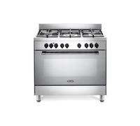 De'Longhi GEMMA96MED Cucina Libera installazione | Classe A | acciaio inox lucido, 5 gas (1TC), griglie ghisa, multif. 9 funz., 3D, progr. fine cottura, vano scaldavivande