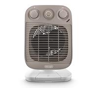 De'Longhi HFS50F24 Termoventilatore, Silenzioso, 3 livelli di potenza, TIMER 24H, ventilazione estiva, protezione antigoccia, maniglia, luce pilota, per ambienti fino a 70m³, bianco/grigio