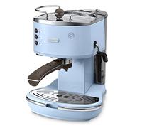 De'Longhi Icona Vintage Macchina da Caffè Espresso Manuale e Cappuccino, Utilizzabile con Caffè in Polvere e Cialde E.S.E., Spegnimento automatico, Caldaia acciaio, Serbatoio 1,4L, Azzurro