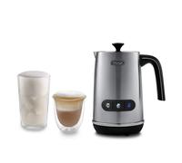 De'Longhi LatteMix EMF3.M, Cappuccinatore Elettrico per Latte e Bevande Vegetali, Funzioni di Schiuma Fredda e Calda, Montalatte con Coperchio Trasparente, Tre Comandi, Max Latte 250ml, Metallo