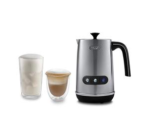 De'Longhi LatteMix EMF3.M Montalatte Automatico per Latte Vaccino e Vegetale, Funzioni Schiuma Calda e Fredda, Coperchio Trasparente, Comandi a Tre Pulsanti, Capacità 250 ml, Metallo
