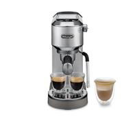 De'Longhi Dedica Duo EC890.M Macchina Manuale per Caffè Espresso, Cappuccino e Cold Brew, Barista, Dotata di Lancia vapore per My LatteArt, Display Touch,Larga 15cm, Serbatoio Estraibile 1,1L, Metallo