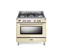 De'Longhi MEM965BXED Cucina Libera installazione | Classe A | crema, piano acciaio, 5 gas (1TC), griglie ghisa, elettr. 8 funz., 3D, progr.elettr, vano scaldavivande