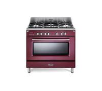 De'Longhi MEM965RXED Cucina Libera installazione | Classe A | bordeaux piano acciaio, 5 gas (1TC),griglie ghisa, elettr. 8 funz., 3D, progr.elettr, vano scaldavivande