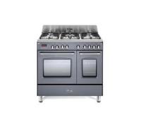 De'Longhi MEM965TGXED Cucina Libera installazione | Classe A/B | Grigio Ardesia, piano acciaio, 5 gas 1 TC, griglie ghisa, princ.elettr. multif. (8), 3D, ausiliario elettr. (5), progr.elettr, vano sca