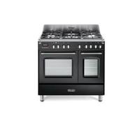 De'Longhi MEM965TNXED Cucina Libera installazione | Classe A/B | nero brill., piano acciaio, 5 gas 1 TC, griglie ghisa, princ.elettr. multif. (8), 3D, ausiliario elettr. (5), progr.elettr, vano scalda