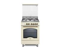 De'Longhi PEMB 664 CLSG Cucina A Gas, 60 Cm, Forno Elettrico Multifunzione, 4 Bruciatori, 1 Doppia Corona, Griglie In Ghisa, Easysteam, Idroclean, Linea Country, Colore Crema, Classe Energetica A