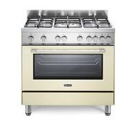 De'Longhi PRO96GVCED2 Cucina Libera installazione | Classe A | crema, 5 gas (1TC), griglie ghisa, gas ventilato 6 funz., acc.ne sottomanopola, grill elettrico, vano scaldavivande
