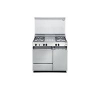 De'Longhi SGGX854NED Cucina Libera installazione | Classe A | inox, 4gas, acc.ne a pulsante, gas (3), grill el., luce, cop. vetro, vano portabombola, vano scaldavivande