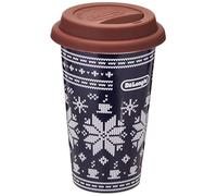 De'Longhi Tazza Termica DLSC076, Bicchiere Termico per Drink Caldi e Freddi, Thermos in Ceramica a Doppia Parete, Tappo Antiscivolo in Silicone, Capacità 300 ml