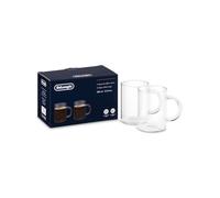 De'Longhi Set Bicchieri per Caffe Lungo Americano, Tazza Resistente in Vetro Borosilicato, Confortevole da Tenere, Lavabile in Lavastoviglie, Capacità 250ml, DLSC320