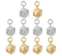 DELORIGIN 10 ciondoli placcati in oro 18 carati, a forma di cubo poliedrico, 20 lati, in ottone dorato, con anelli di piegatura per la creazione di gioielli, fai da te, 13,5 mm