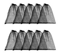 DELORIGIN 10 sacchetti in rete con coulisse, 25,4 x 30,5 cm, colore nero, piccole borse con corda da tirare, per esterni, per viaggi, escursioni, sport, immersioni, spiaggia, collezionismo,