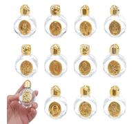 DELORIGIN 11 bottiglie di acqua santa in vetro 0,5 fiocchi, bottiglie di acqua santa in rilievo, ricaricabili, portatili, per il viaggio, contenitori vuoti per la chiesa, oro