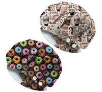 DELORIGIN 2 cappellini da infermiera a ciambella con elementi color caffè in cotone, cappello da infermiera e teatro con bottone e fascia per il sudore, tappi chirurgici regolabili, per donne e uomini