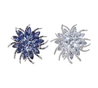 DELORIGIN 2 Colori Strass Fiore Spille Grandi Fiore Spilla Per Le Donne Vestito Da Cerimonia Abbigliamento Gioielli Decorativi, Argento & Blu