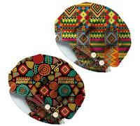DELORIGIN 2 pezzi Africano Tradizionale Modello Bouffant Cappelli di Cotone Infermiera Cappelli Chirurgia Regolabile Per Le Donne Uomini Cucinare Lavori Domestici Copertura Testa