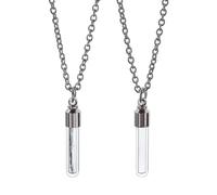 DELORIGIN 2 pezzi collana con urna per animali domestici, per bottiglie di vetro trasparente, ciondolo a forma di cenere, per cani e gatti, 18.50 cm (L) x 35 mm (P), Ottone