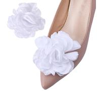 DELORIGIN 2 pz Fermagli per Scarpe In Tessuto Rosa Fermagli per Scarpe con Fiori Bianchi Rimovibili con Fibbie per Matrimonio Donna Tacchi Alti Decorazione Ornamenti per Scarpe Scarpe Più Vecchie
