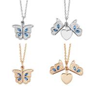 DELORIGIN 4 Pezzi Cuore Farfalla Medaglione Collana Con Immagini Oro/Argento Acciaio Inox Foto Medaglione Pendente Regali Personalizzati Gioielli Per Le Donne