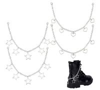 DELORIGIN 4 pezzi per scarpe, charm, catena in metallo, stringhe decorative, fibbie per scarpe, accessori per scarpe da ginnastica, scarpe casual, Metallo non prezioso