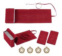 DELORIGIN 4 sacchetti per tarocchi in velluto con 4 ciondoli in lega tibetana. Borse per pannolini per tarocchi runici, in tessuto per riporre carte di tarocchi per oracoli (rosso)