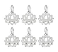 DELORIGIN 6 PEZZI Argento Sterling 925 Lotus Charm Ciondolo Hollow Lotus Ciondolo Perla Charms Per Le Donne DIY Collana Bracciale Gioielli Fare Portachiavi Regalo, Metallo