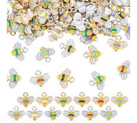 DELORIGIN 80 mini ciondoli a forma di api smaltate fai da te per la creazione di gioielli pendenti vintage leghe ape charms strass metallo charm per orecchini bracciali collane