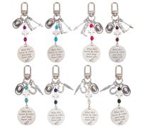DELORIGIN 8Styles - Ciondolo a forma di sella e briglia, 8 pezzi, a tema cavallo, in lega, stile tibetano, benedici questo cavaliere per tenere al sicuro il cavallo, regali per donne, accessori per