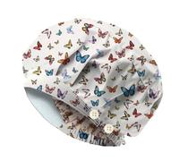 DELORIGIN Bouffant Cappelli Con Motivo Farfalla Regolabile Cappelli Di Lavoro Cotone Per Infermieri Medici E Chirurghi Con Bottone E Fascia Di Saldatura Per Infermieri E Cuochi