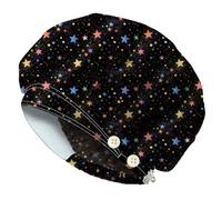 DELORIGIN Cappelli colorati con cielo stellato bouffant in cotone per infermiere scrub cappelli con bottone e fascia per il sudore berretti chirurgici regolabili per donne uomini cucina lavori