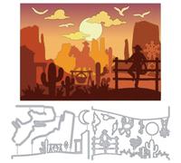 DELORIGIN Cowboys occidentali taglio stencil cactus mulini a vento carte fabbricazione carbonio acciaio stencil tagli scrapbooking goffratura modello stencil per invito carta fai da te album