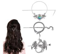 DELORIGIN Fermaglio per capelli a forma di drago, in 3 stili, stile gotico | Forcine per capelli scorrevoli, intagliate a forma di totem, per donne, matrimoni, Halloween, cosplay, rinascimentali