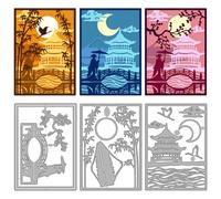 DELORIGIN Matrici di Taglio di Architettura Giapponese a Strati per la Produzione di Carte Stencil Etichette Bordatura in Acciaio al Carbonio Modello di Goffratura per Scrapbooking Artigianato