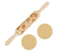 DELORIGIN Mattarello in legno con stampa a farfalla, lunghezza 34 cm, con motivo floreale, per cuocere biscotti, motivo 3D, utensili da cucina, biscotti, fondente