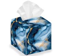 DELORIGIN Porta fazzoletti con marmi blu, scatola per fazzoletti quadrata, pieghevole, impermeabile, per camera da letto, ufficio, auto