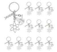 DELORIGIN Portachiavi in lega con simbolo scientifico del DNA a doppia elica Microscopio Charm Scientifico per Professore di Biologia e Chimica Laurea