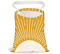 DELORIGIN Sacchetto della spazzatura per auto con stampa artistica da appendere con bottoni a pressione, riutilizzabile per auto, cestino portatile per interni auto, giallo., Sole artistico