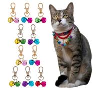 DELORIGIN Set di 10 ciondoli a campana per animali domestici, cani e gatti, piccole campane da allenamento con chiusura a moschettone, in lega, ciondolo per collari di animali domestici, ciondolo a