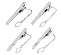 DELORIGIN Set di 4 mollette per cravatta da uomo, 4 stili, idea regalo per uomini, fermacravatta e clip, cravatte, matrimonio, business, clip a clip, set per cravatte, papà