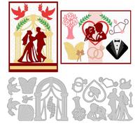 DELORIGIN Stampaggio Per Abiti Da Sposa Anelli Piccioni Arco Biglietti Di Auguri Stampati Carte Di Benedizione Scrapbooking Modello di goffratura Per Carte Di Nozze Decorazione