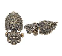 DELORIGIN Testa di Capo Tribale Ottone Stile Tibetano Chiusure A Grillo In Ottone Teschio Coltello Cordino Perlina per Cerniera Portachiavi Gioielli Bracciale Collana Artigianato