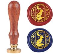 DELORIGIN Timbro con sigillo a forma di volpe in stile retrò, 25 mm, personalizzabile, testa in ottone rimovibile con manico in legno, per buste, biglietti di auguri, lettere e inviti