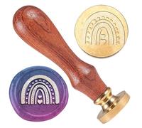 DELORIGIN Timbro Sigillo Ceralacca Arcobaleno Timbro In Rilievo Sigillo Rimovibile 25mm Timbro Sigillo Ceralacca In Ottone Testa per Inviti di Nozze Buste Confezione Regalo Decorazione