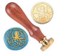 DELORIGIN Timbro Sigillo di Ceralacca A Forma di Polpo Timbro In Rilievo Sigillante Rimovibile 25mm Testa Del Timbro Sigillo di Ceralacca In Ottone per Inviti di Nozze Buste Confezioni Regalo