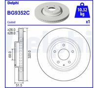 DELPHI 2x Dischi Freno Asse Ant. Ø 320 Ventilato per Mazda 6 Familiare CX-9