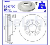 DELPHI 2x Dischi Frontale Ventilato Rivestito per Porsche Cayenne Panamera
